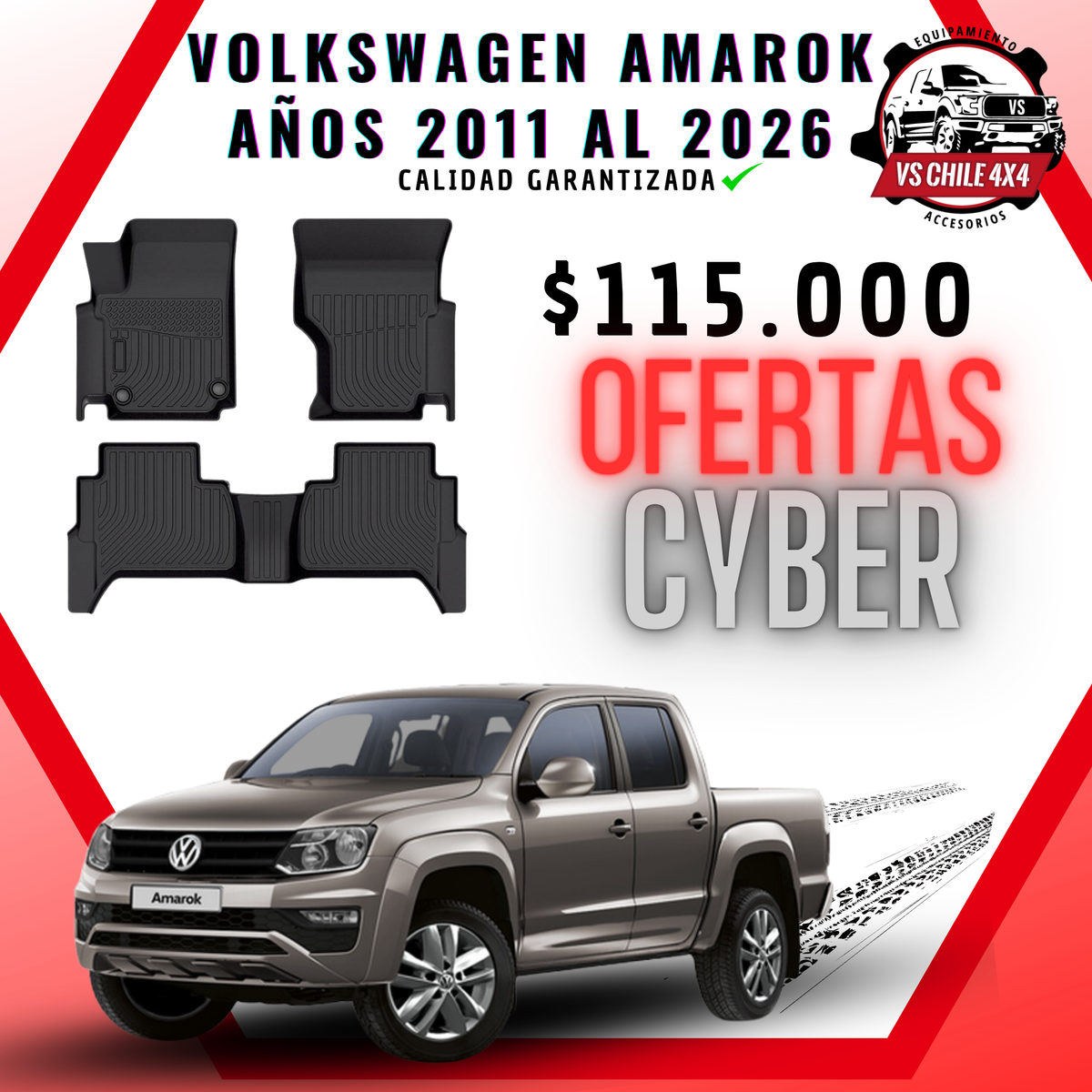 Pisos Calce Perfecto Volkswagen Amarok años 2011 al 2026