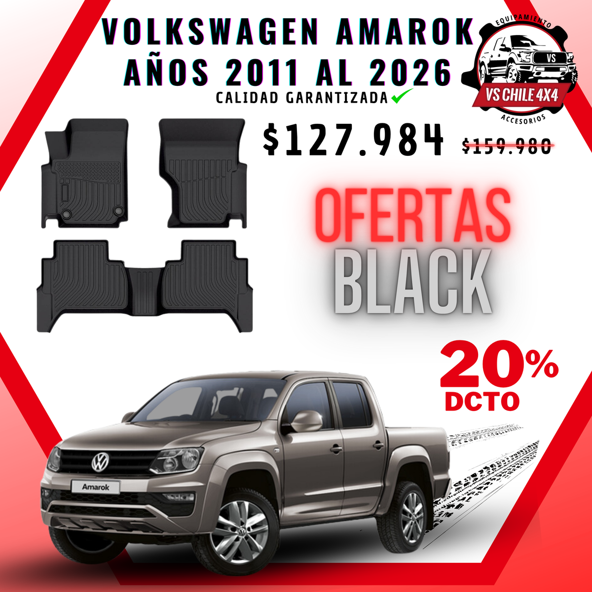 Pisos Calce Perfecto Volkswagen Amarok años 2011 al 2026