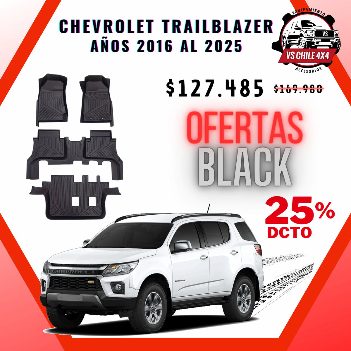 Pisos Calce Perfecto CHEVROLET TRAILBLAZER años 2016 al 2025