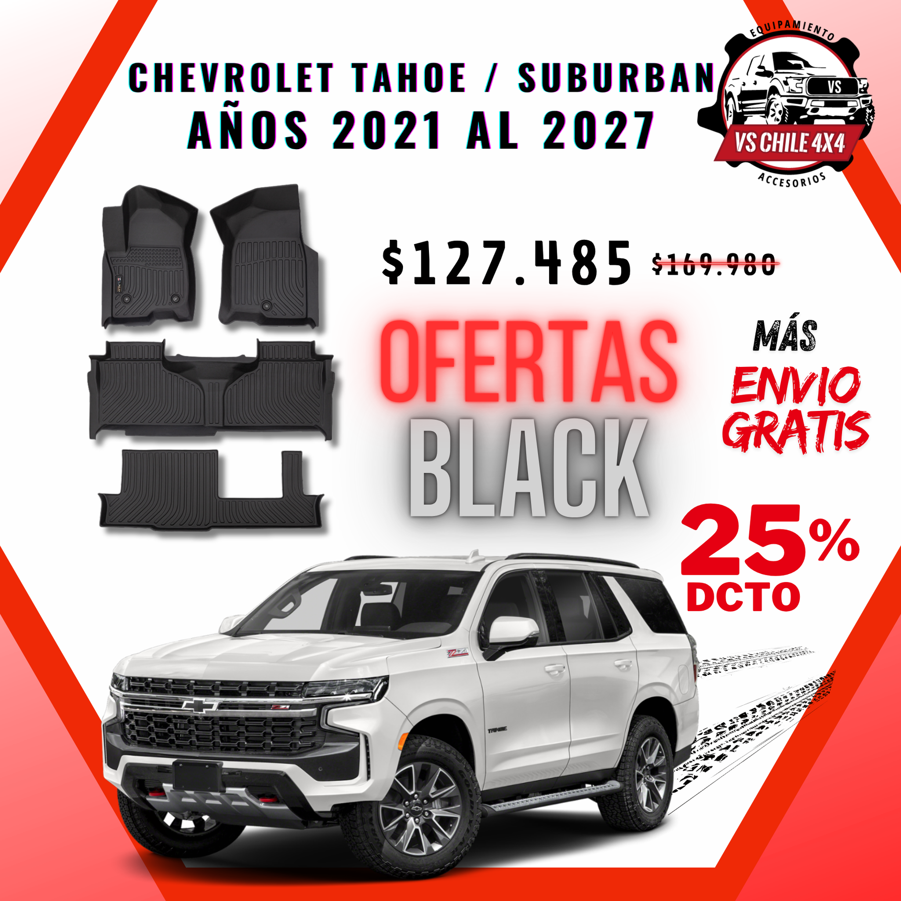 Pisos Calce Perfecto Chevrolet Tahoe / SUBURBAN años 2021 - 2027