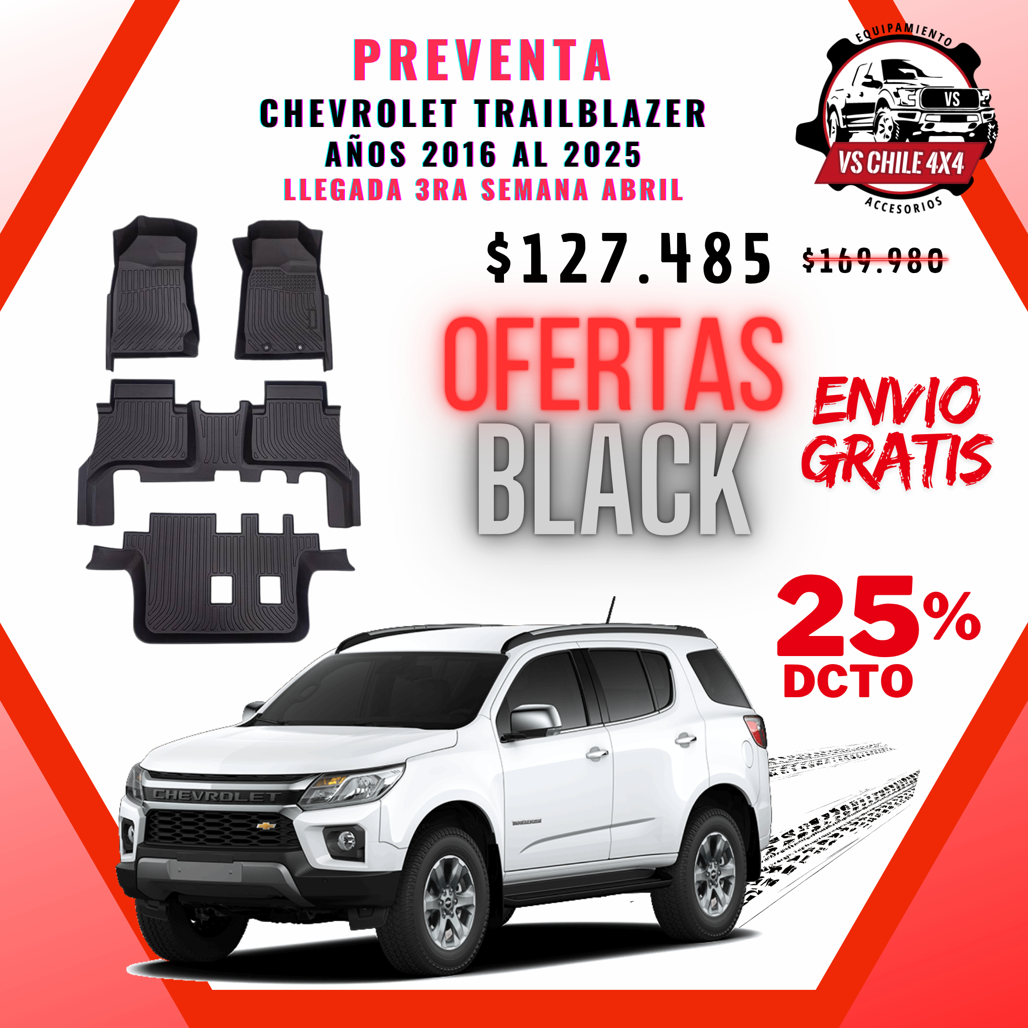 (PREVENTA) Pisos Calce Perfecto CHEVROLET TRAILBLAZER años 2016 al 2025