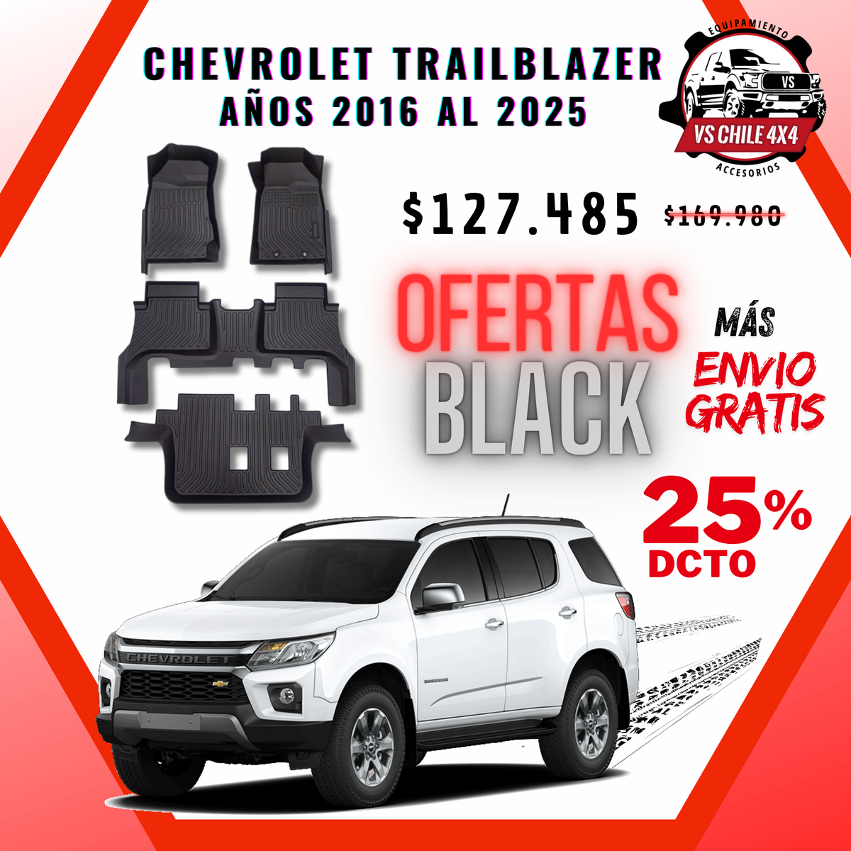 Pisos Calce Perfecto CHEVROLET TRAILBLAZER años 2016 al 2025