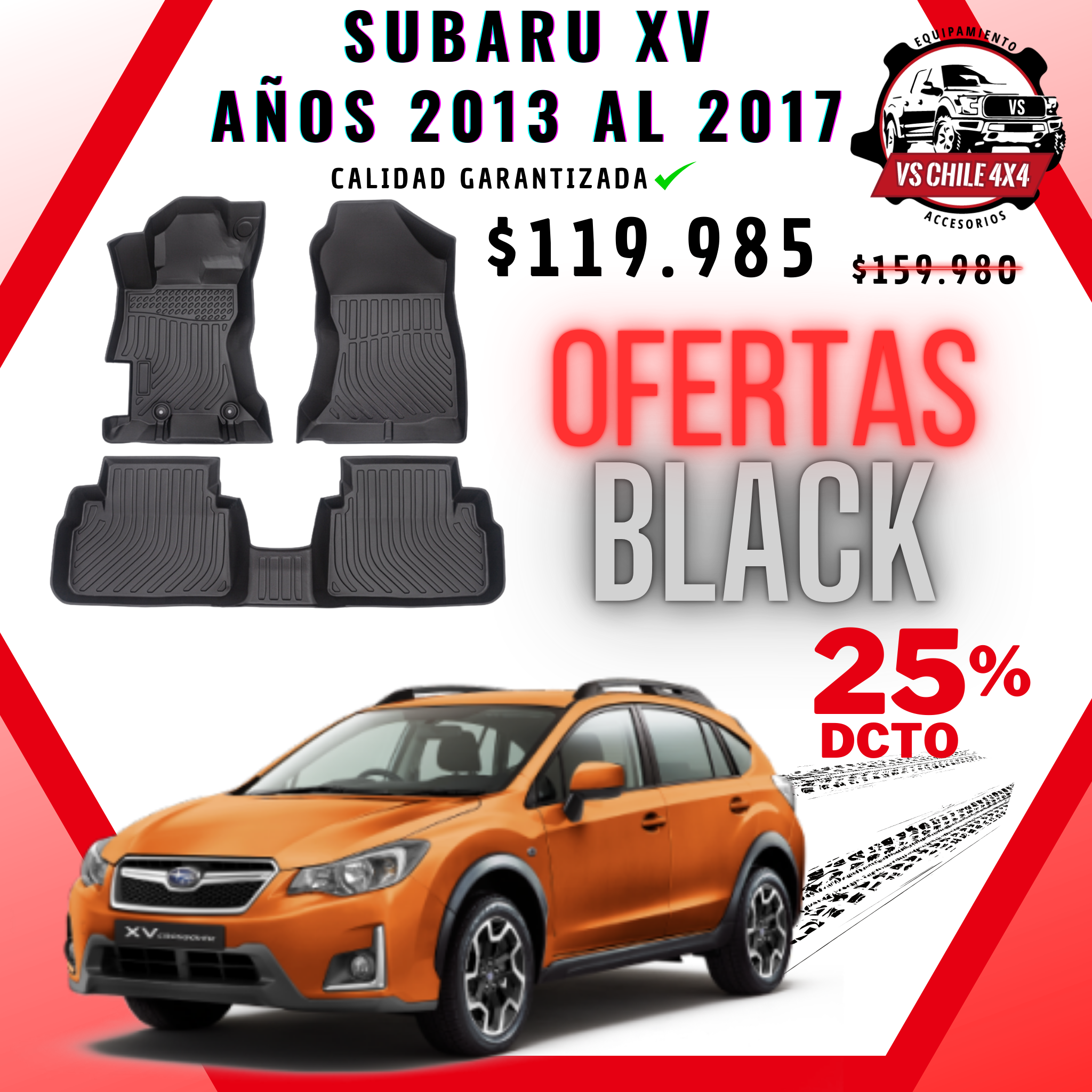 Pisos Calce Perfecto Subaru XV 2013 al 2017