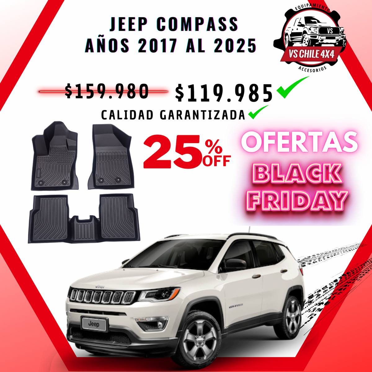 Pisos Calce Perfecto JEEP Compass 2017 al 2025
