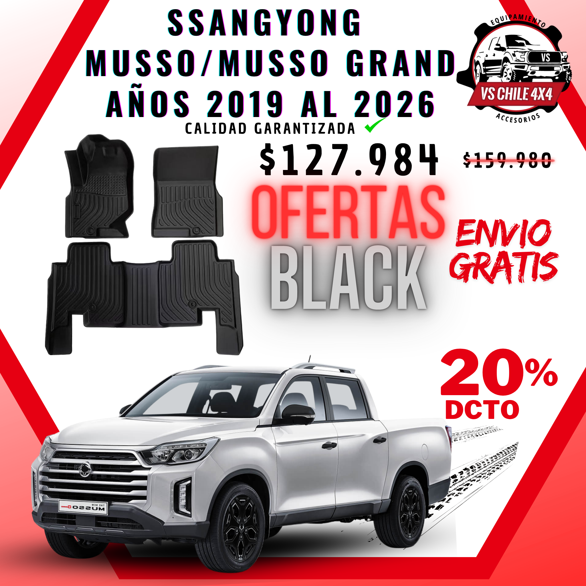 Pisos Calce Perfecto SsangYong Musso / Musso Grand 2019 al 2026