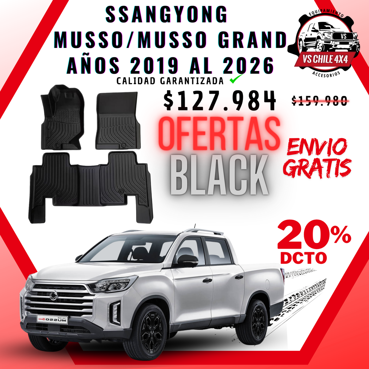 Pisos Calce Perfecto SsangYong Musso / Musso Grand 2019 al 2026