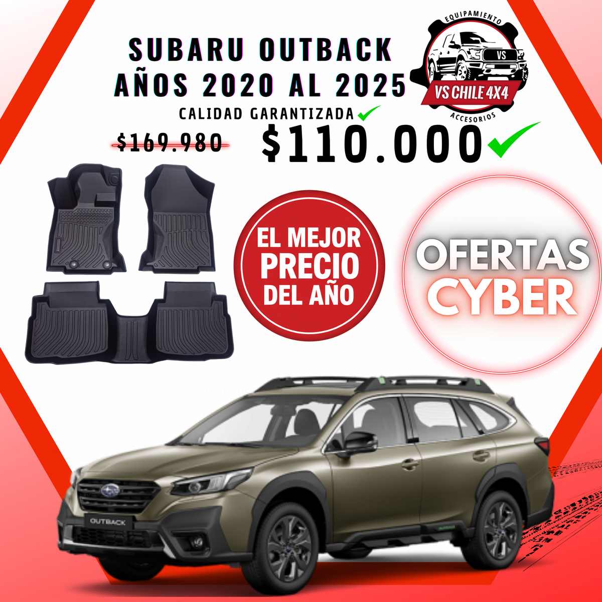 🛻Pisos Calce Perfecto Subaru Outback 2020 al 2025 |