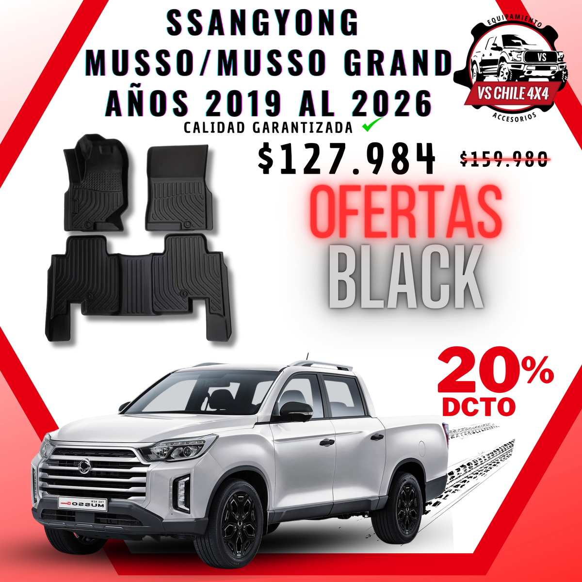 Pisos Calce Perfecto SsangYong Musso / Musso Grand 2019 al 2026