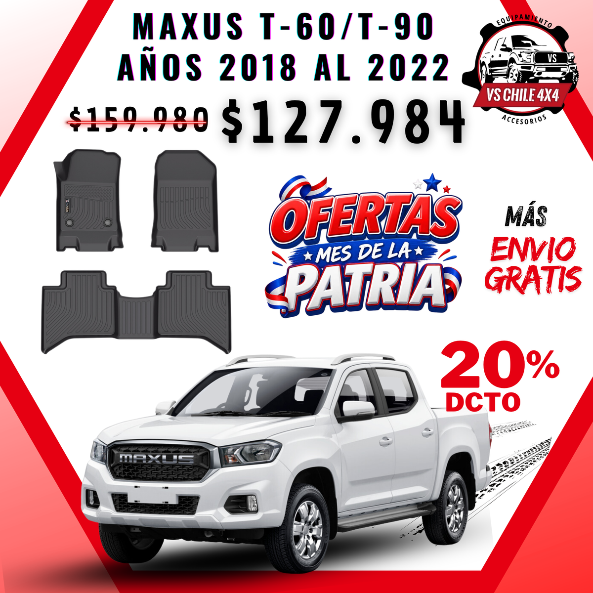 Pisos Calce Perfecto Maxus T60 / T90 Doble Cabina (2018 - 2022)