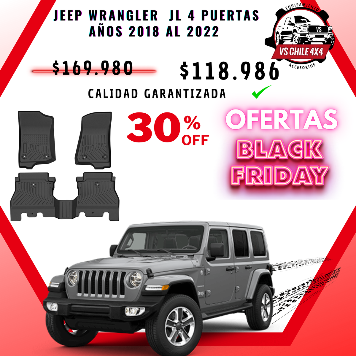 Pisos Calce Perfecto JEEP Wrangler JL años 2018 al 2022