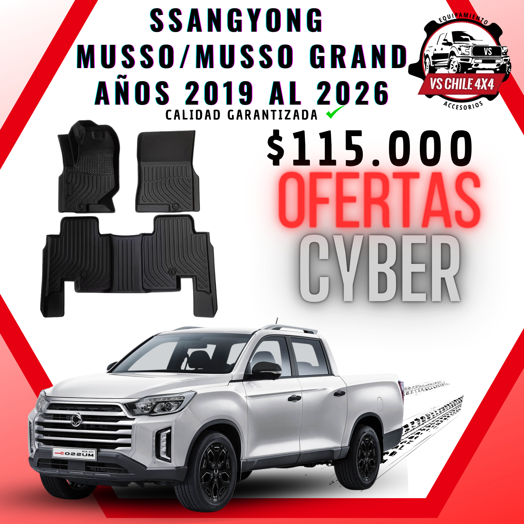 Pisos Calce Perfecto SsangYong Musso / Musso Grand 2019 al 2026