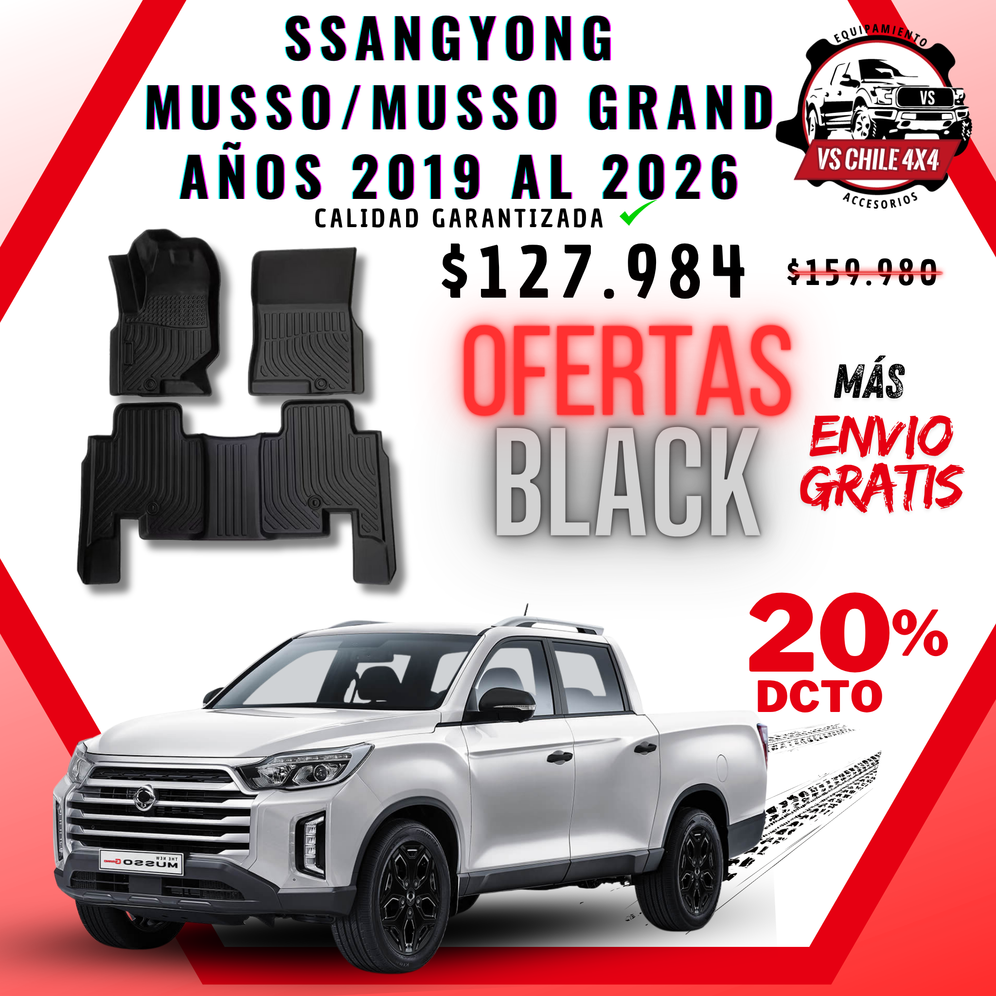 Pisos Calce Perfecto SsangYong Musso / Musso Grand 2019 al 2026