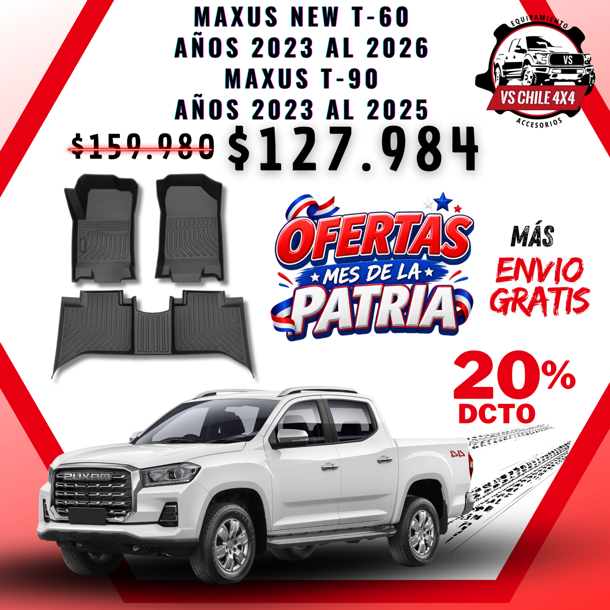 Pisos Calce Perfecto Maxus New T60 (años 2023 - 2026) Maxus T90 Doble (2023 - 2025)