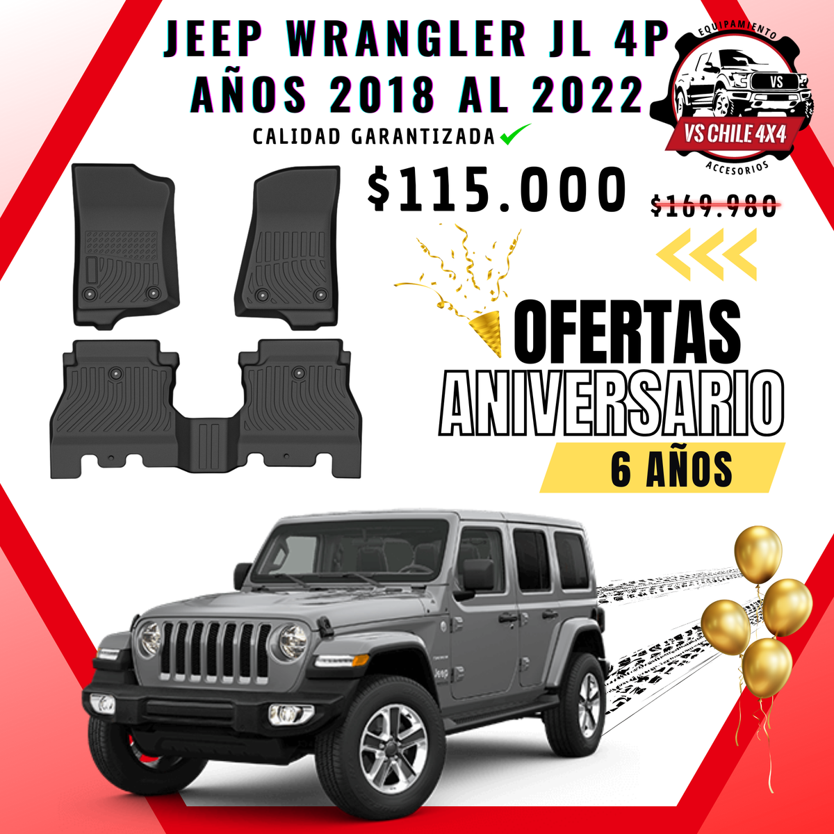 Pisos Calce Perfecto JEEP Wrangler JL años 2018 al 2022