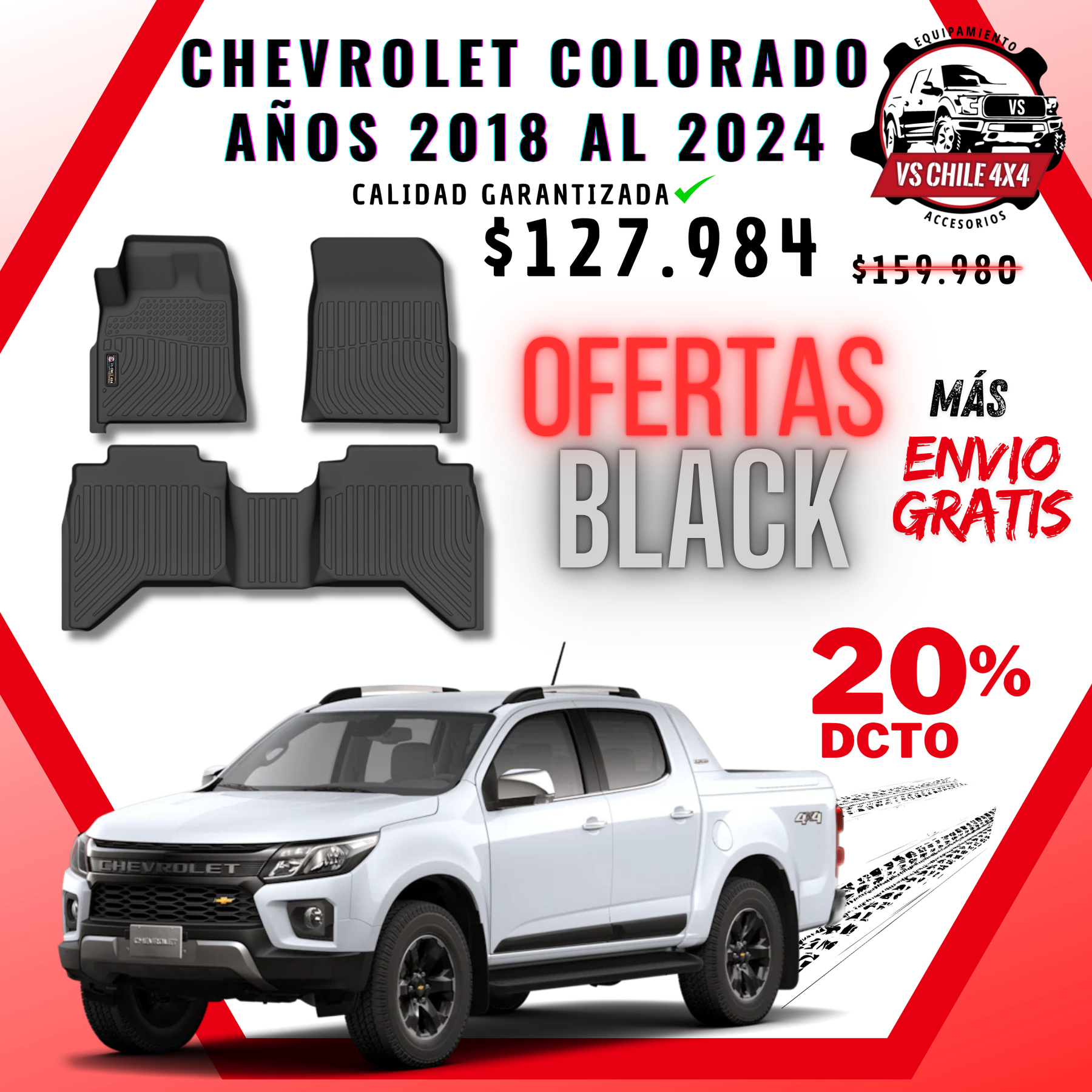 Pisos Calce Perfecto Chevrolet Colorado 2018 al 2024