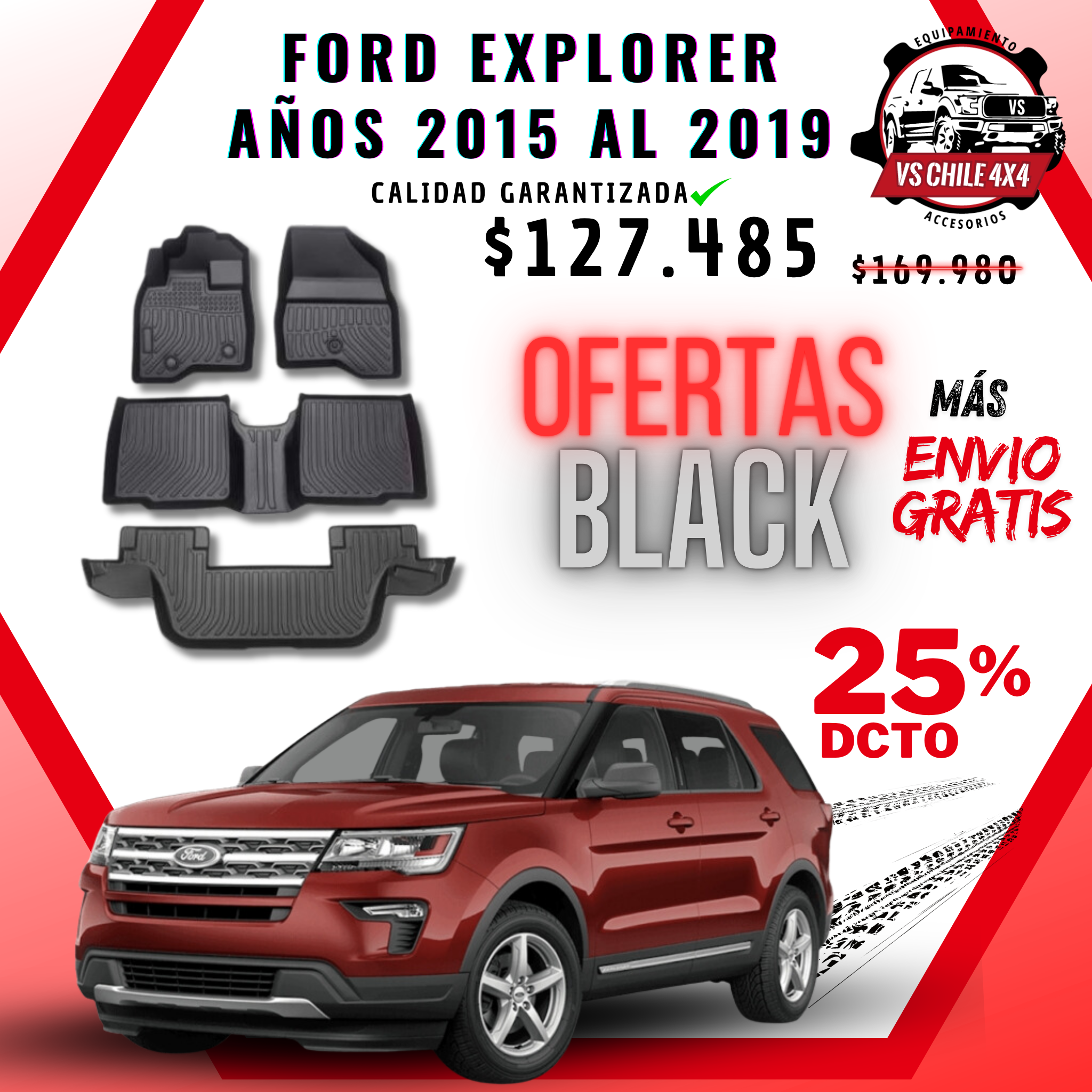 Pisos Calce Perfecto FORD EXPLORER años 2015 al 2019