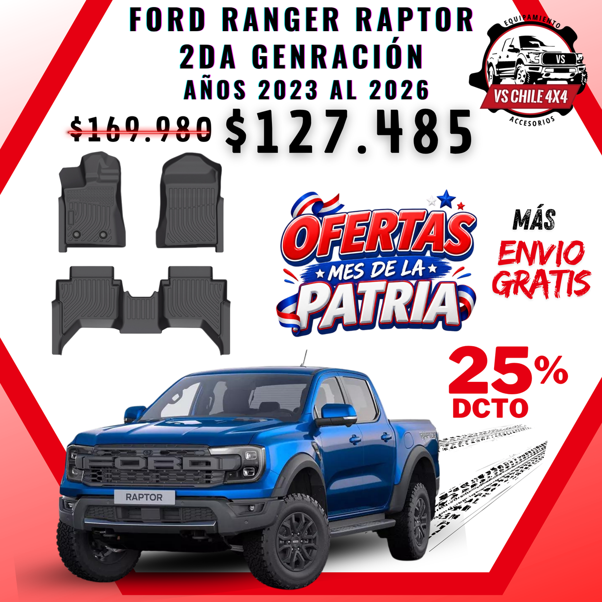 Pisos Calce Perfecto Ford Ranger Raptor 2da Gen (2023 - 2026)