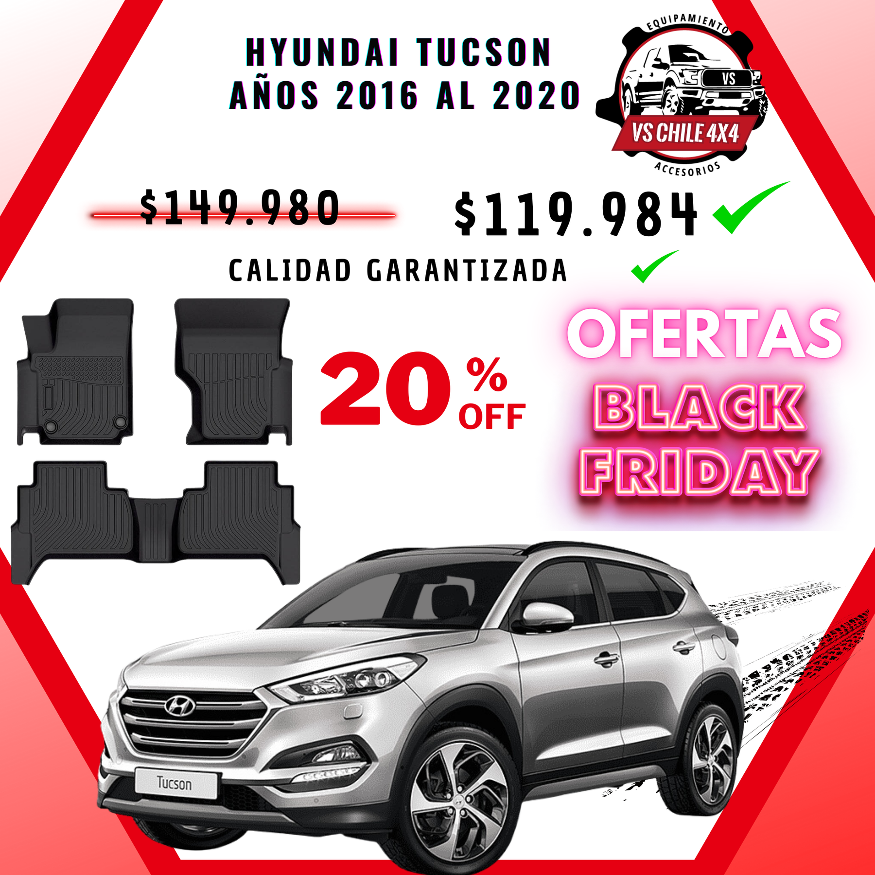 Pisos Calce Perfecto HYUNDAI TUCSON años 2016 al 2020