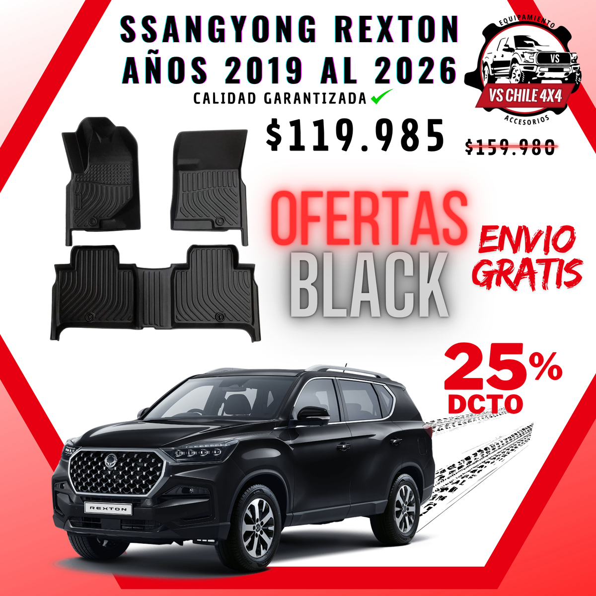 Pisos Calce Perfecto SsangYong Rexton años 2019 al 2026