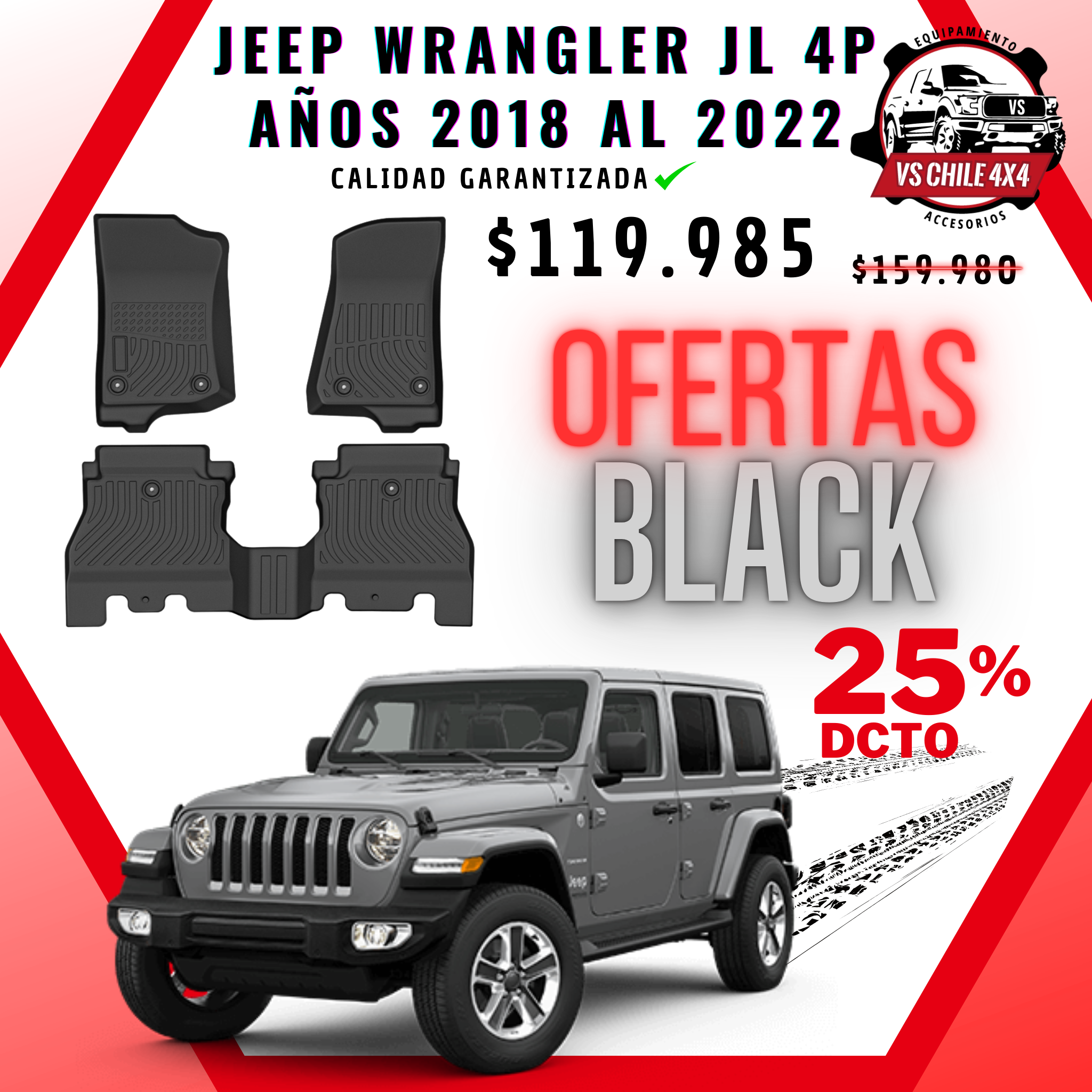 Pisos Calce Perfecto JEEP Wrangler JL años 2018 al 2022