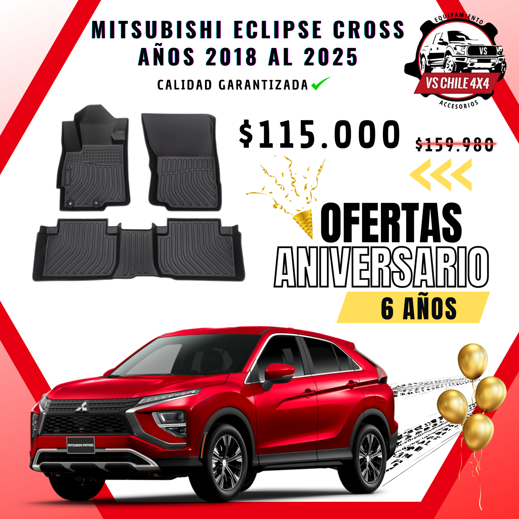 Pisos de Calce Perfecto Mitsubishi Eclipse Cross (2018–2025) — TPE 3D Premium