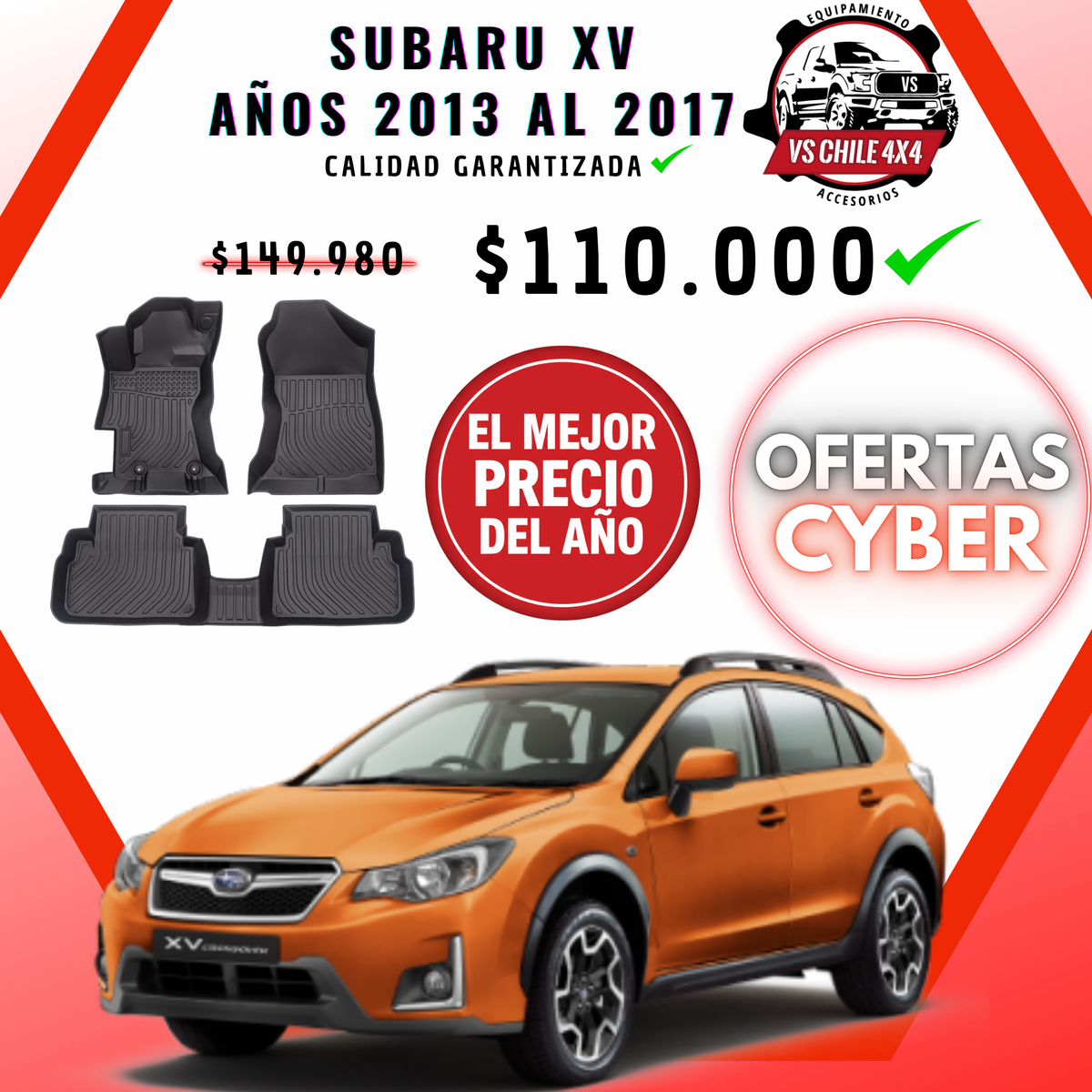 Pisos Calce Perfecto Subaru XV 2013 al 2017