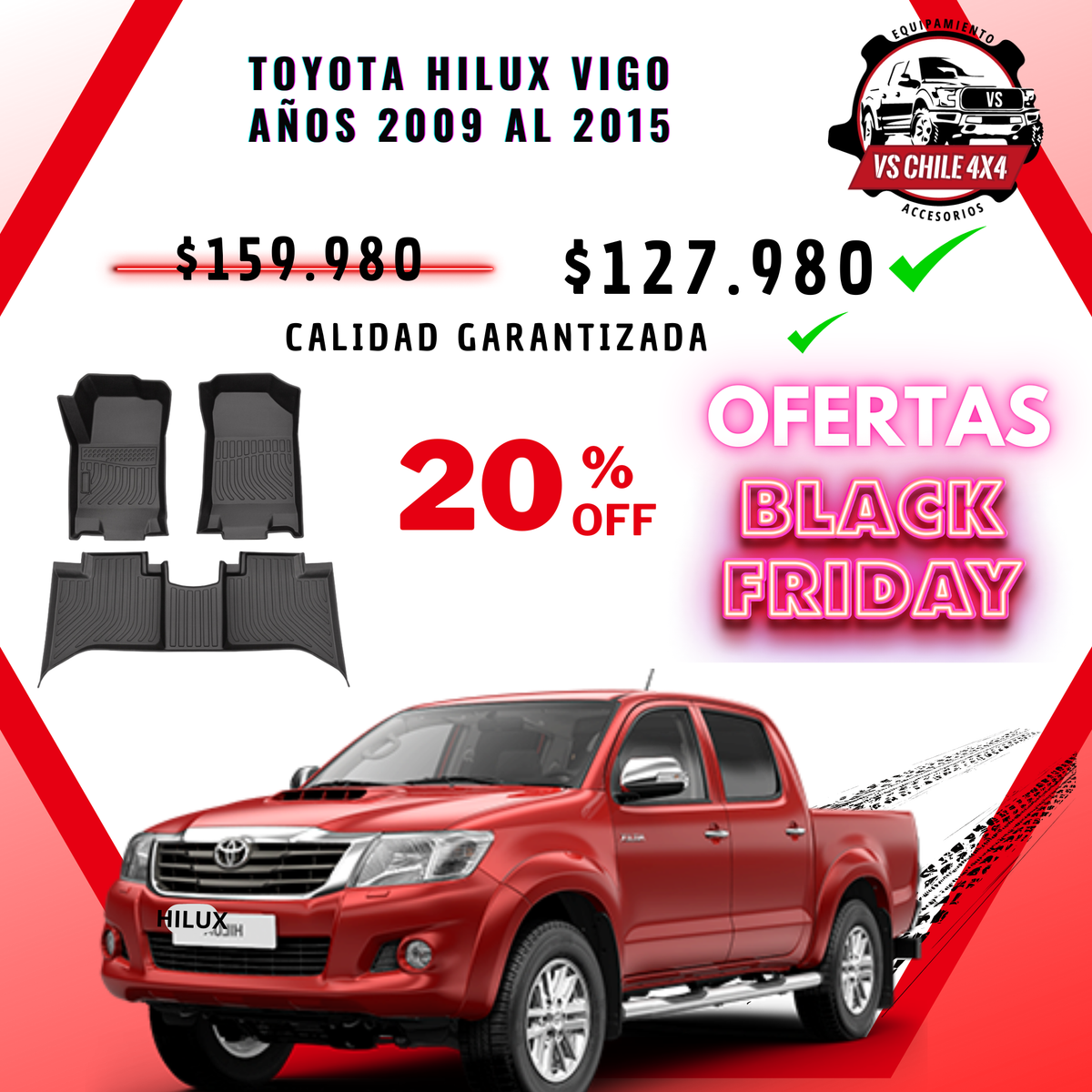 PISOS CALCE PERFECTO TOYOTA HILUX VIGO 2009 AL 2015