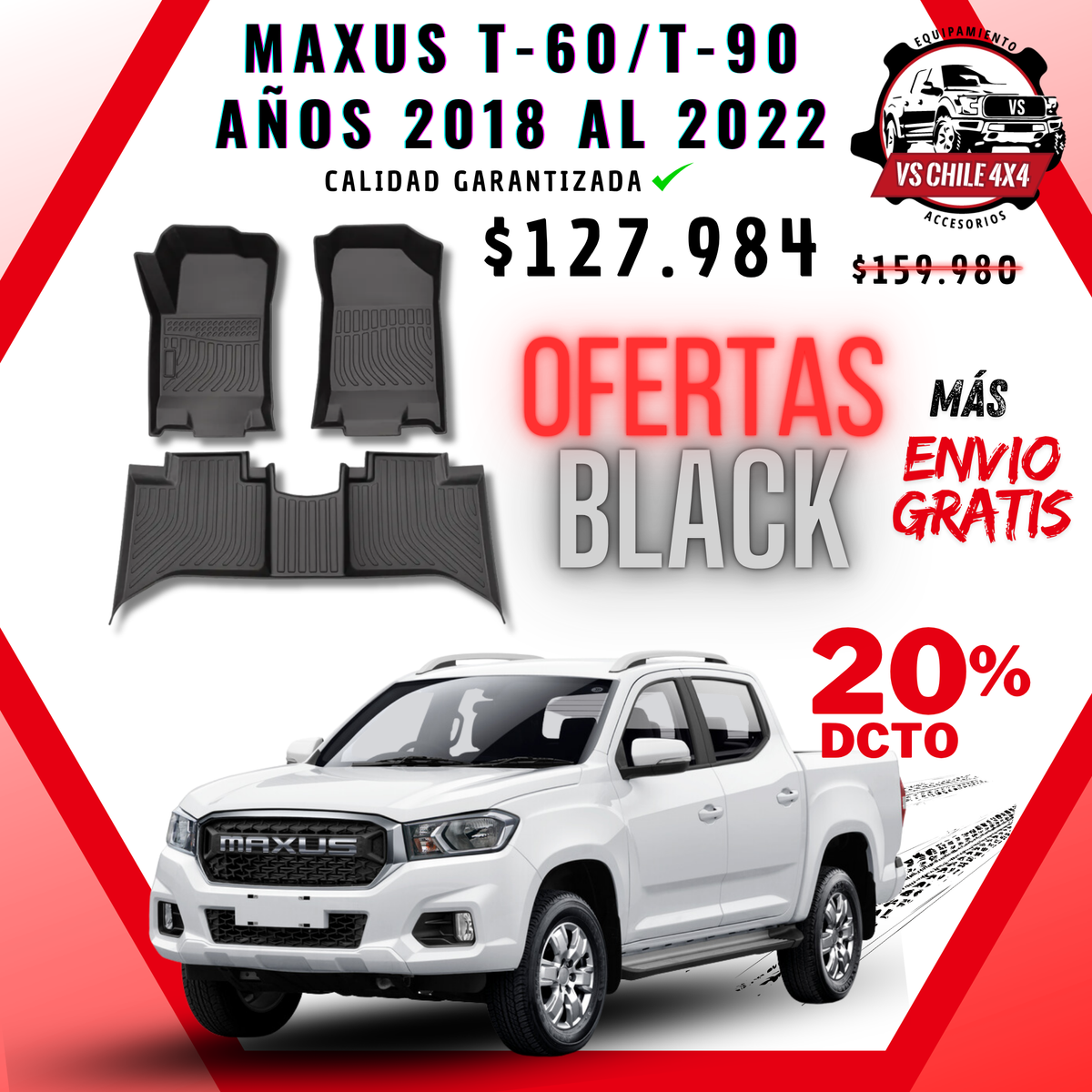 Pisos Calce Perfecto Maxus T60 / T90 Doble Cabina (2018 - 2022)