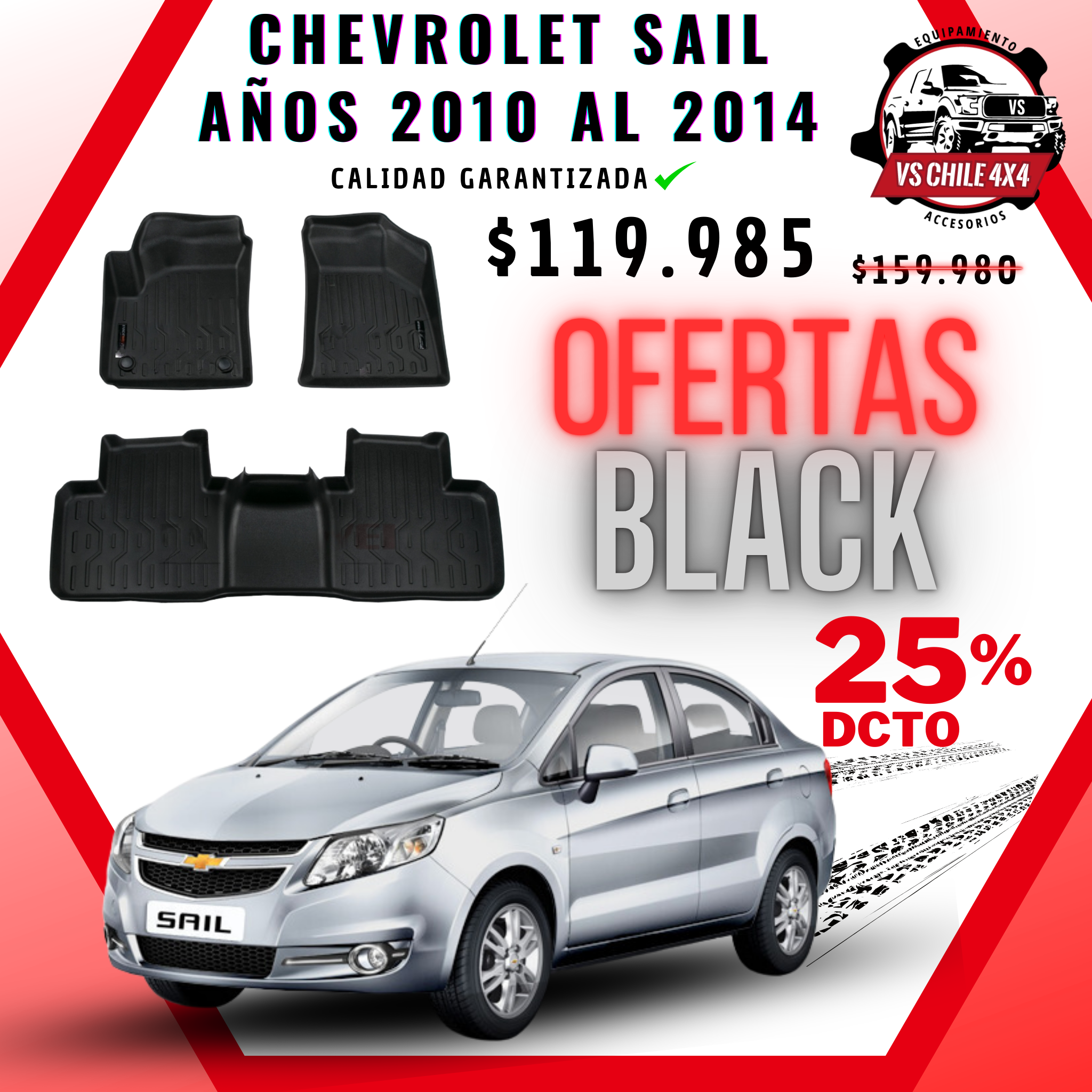 Pisos Calce Perfecto CHEVROLET SAIL años 2010 al 2014