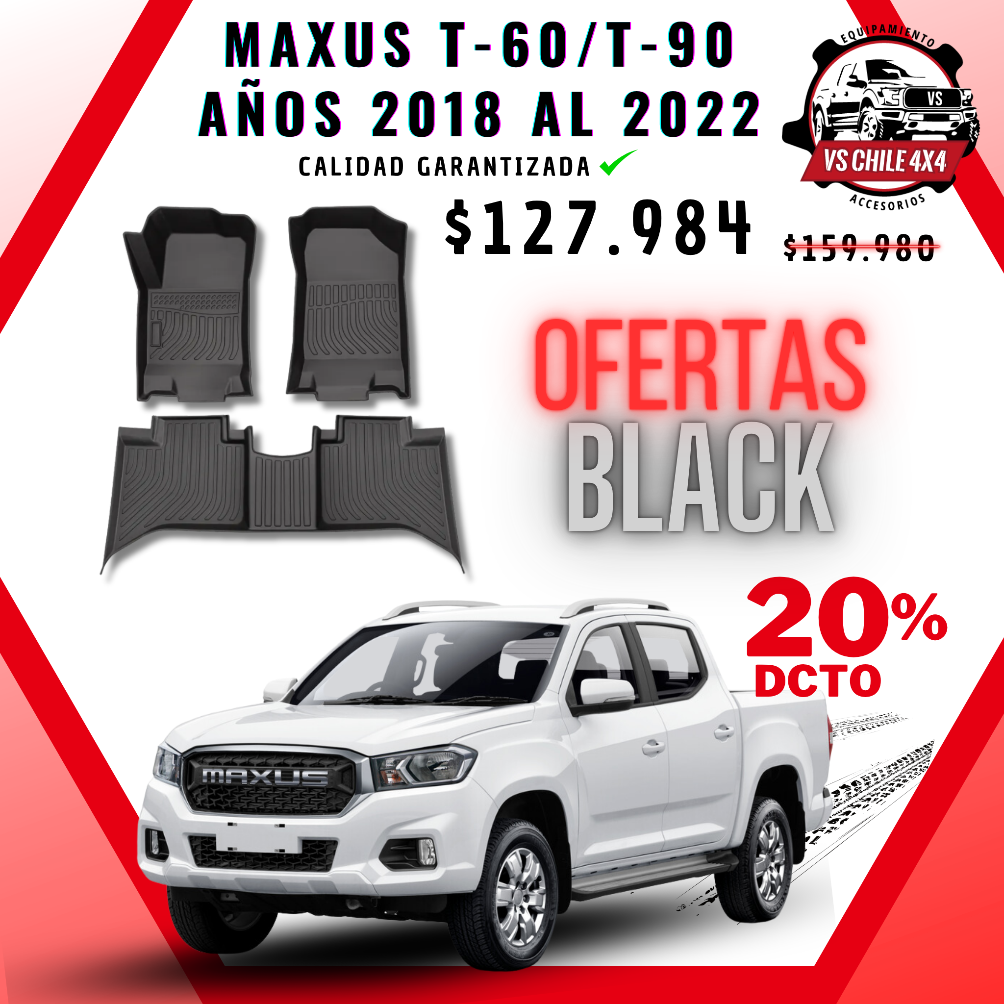 Pisos Calce Perfecto Maxus T60 / T90 Doble Cabina (2018 - 2022)