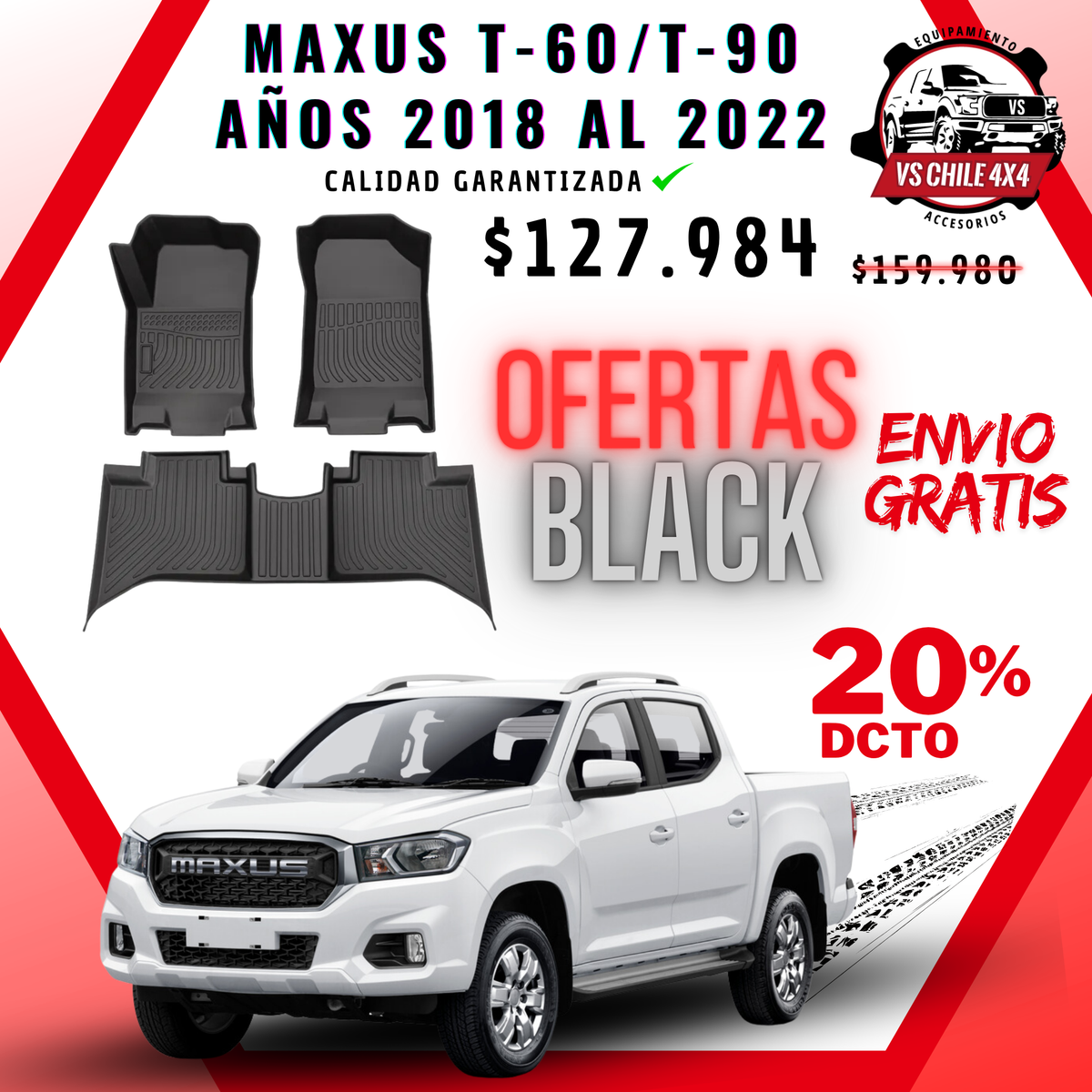 Pisos Calce Perfecto Maxus T60 / T90 Doble Cabina (2018 - 2022)