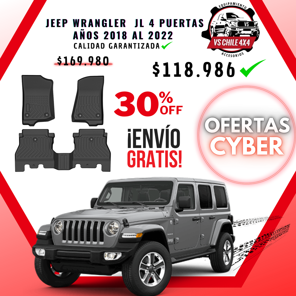 Pisos Calce Perfecto JEEP Wrangler JL años 2018 al 2022