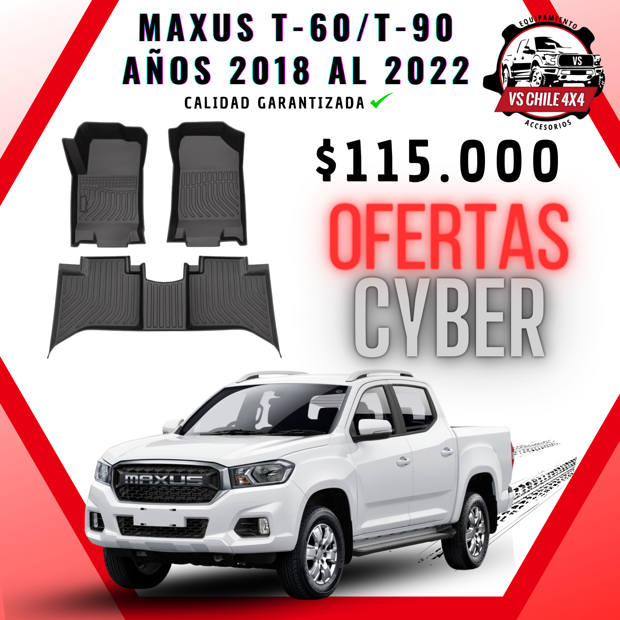 Pisos Calce Perfecto Maxus T60 / T90 Doble Cabina (2018 - 2022)