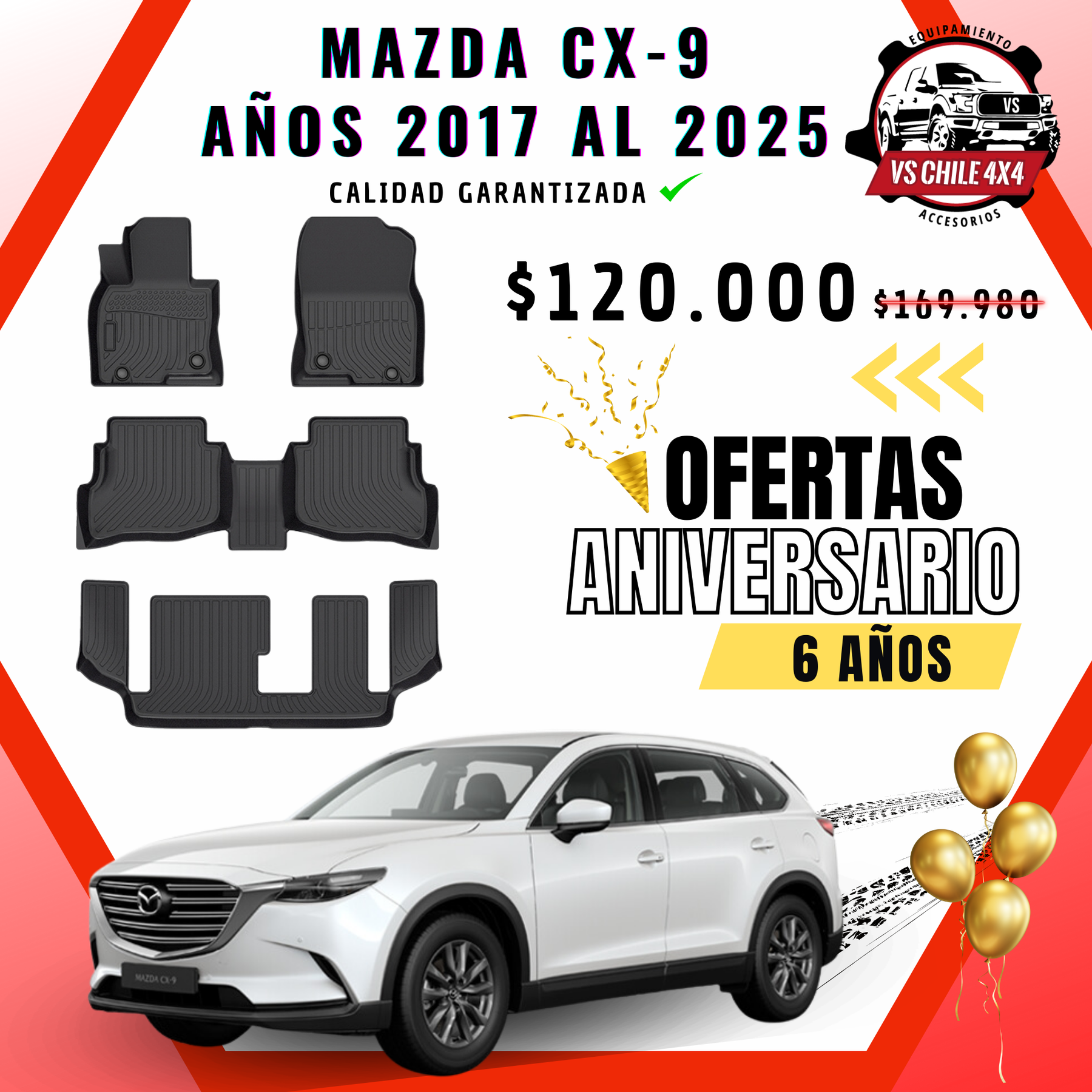 Pisos Calce Perfecto Mazda CX9 CX-9 2017 al 2025