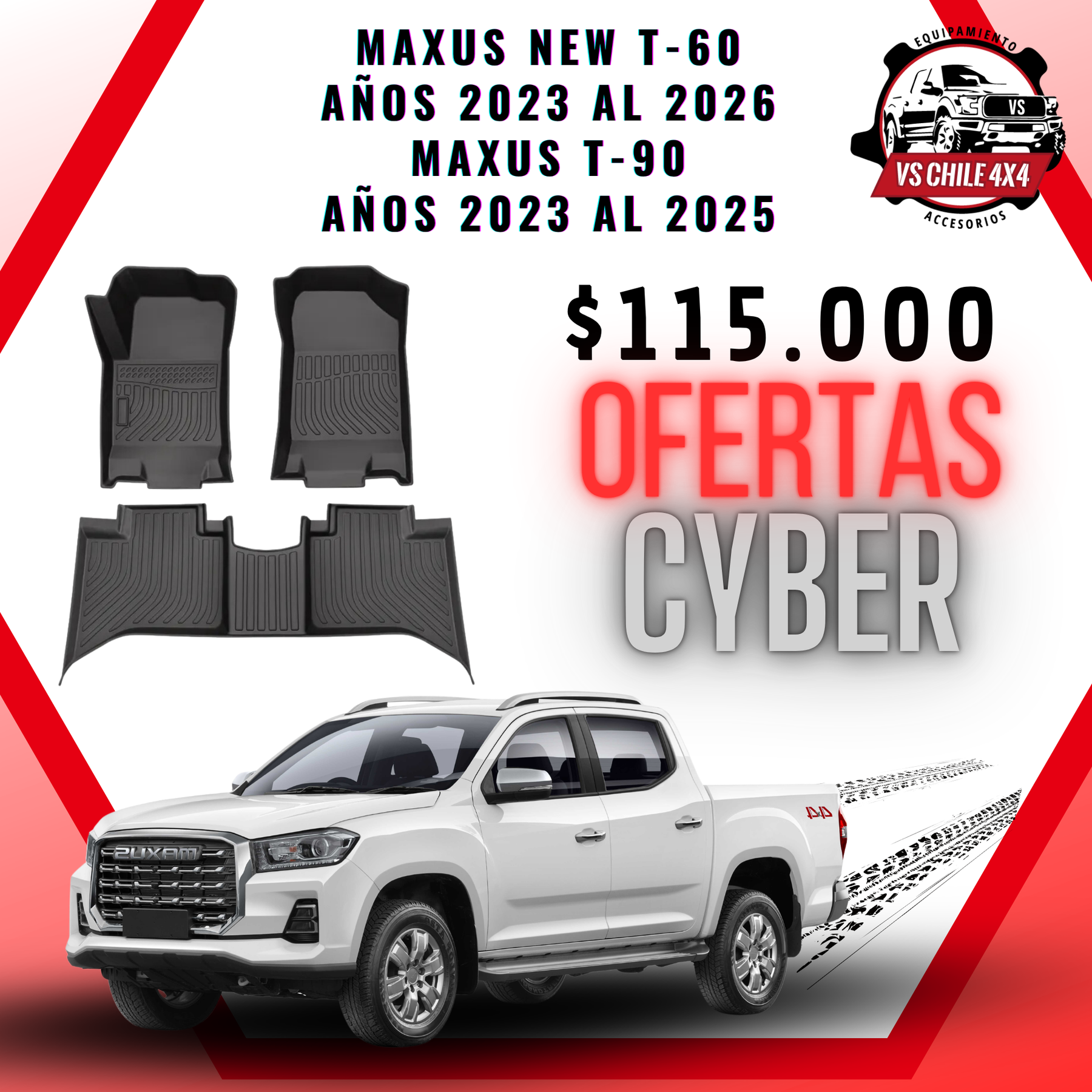 Pisos Calce Perfecto Maxus New T60 (años 2023 - 2026) Maxus T90 Doble (2023 - 2025)