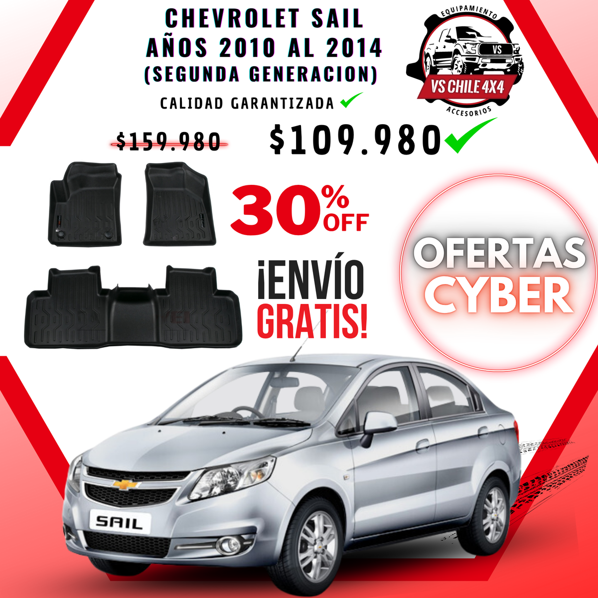 Pisos Calce Perfecto CHEVROLET SAIL años 2010 al 2014