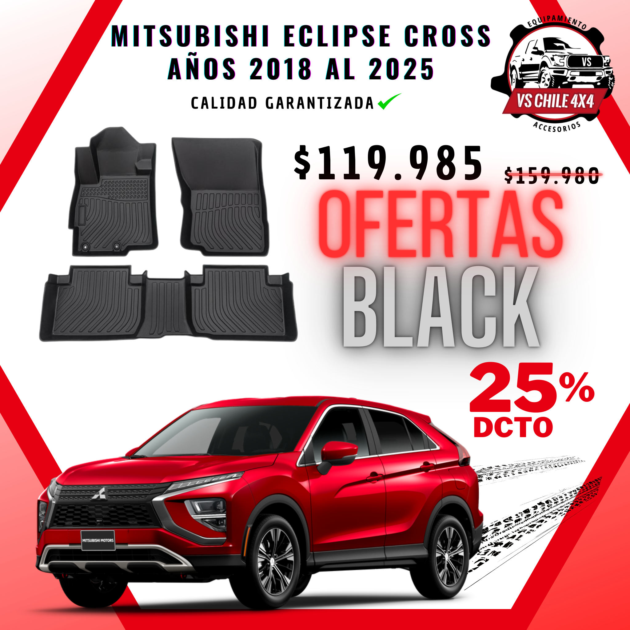 Pisos de Calce Perfecto Mitsubishi Eclipse Cross (2018–2025) — TPE 3D Premium