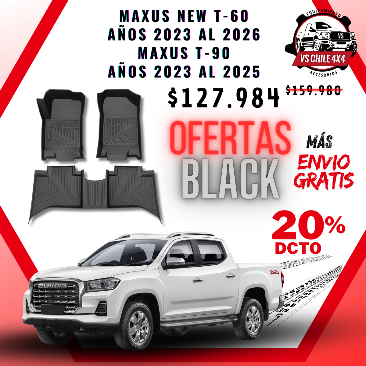 Pisos Calce Perfecto Maxus New T60 (años 2023 - 2026) Maxus T90 Doble (2023 - 2025)