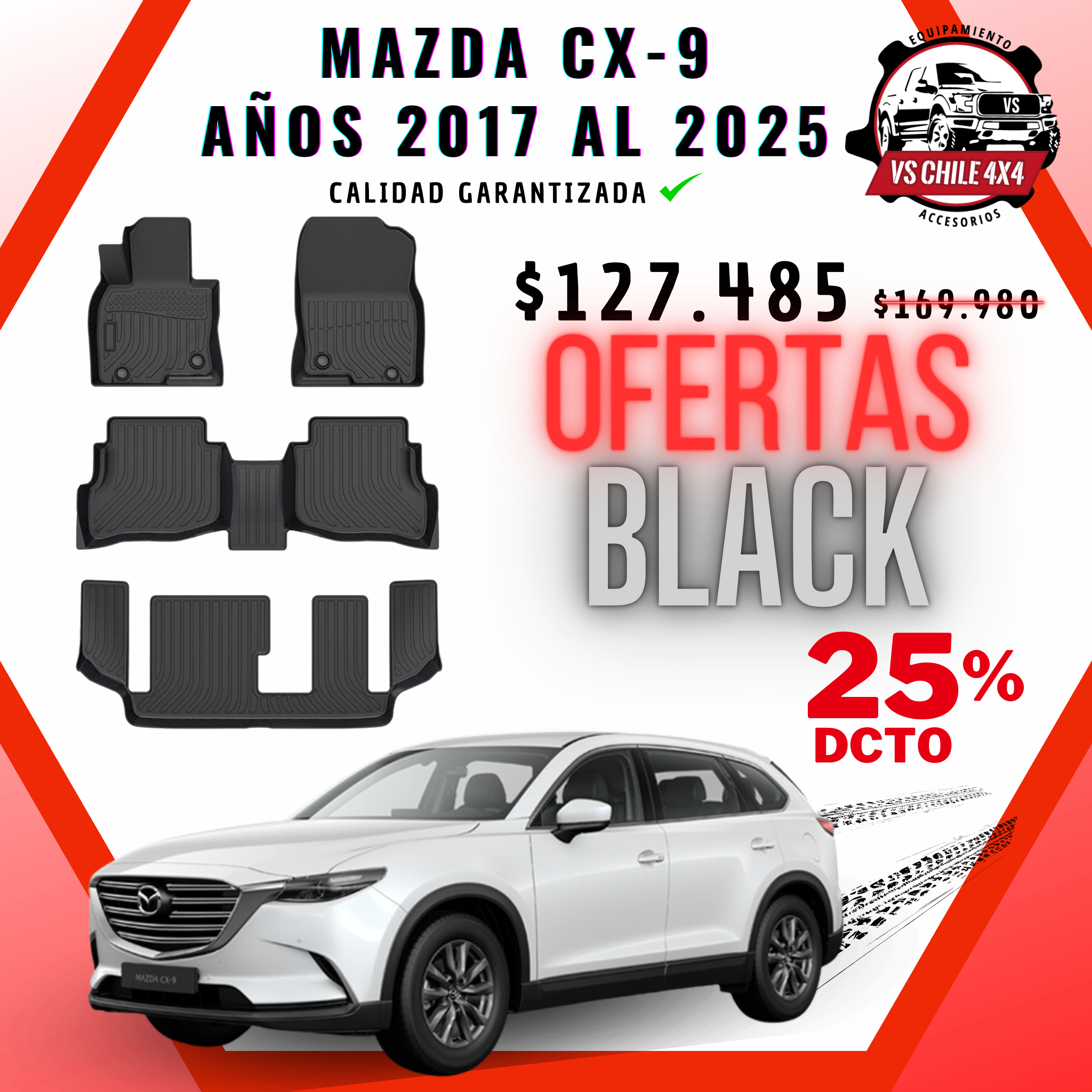 Pisos Calce Perfecto Mazda CX9 CX-9 2017 al 2025