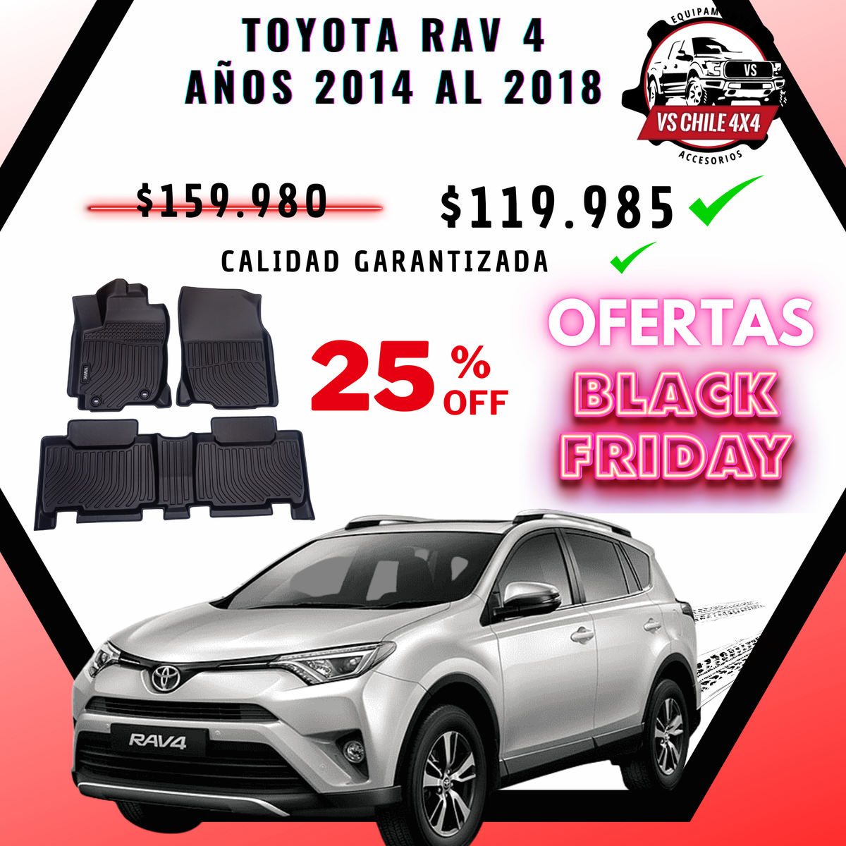 Pisos Calce Perfecto Toyota RAV 4 años 2014 al 2018