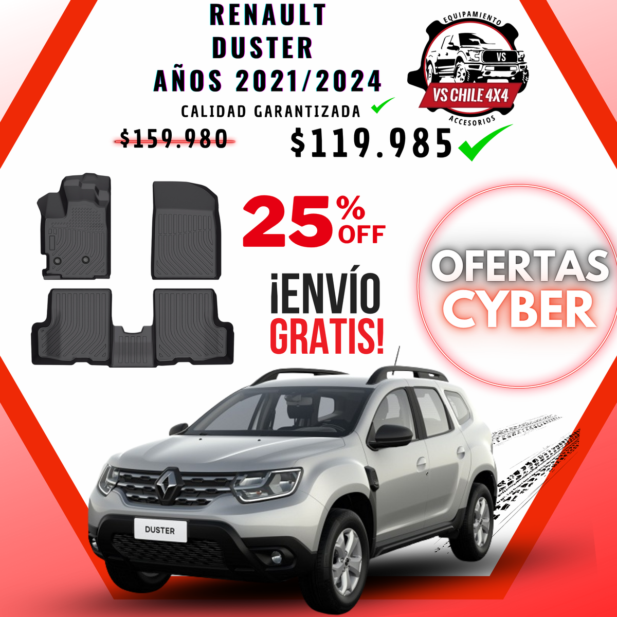 Pisos de Calce Perfecto Renault Duster (2021–2024) — TPE Premium 3D