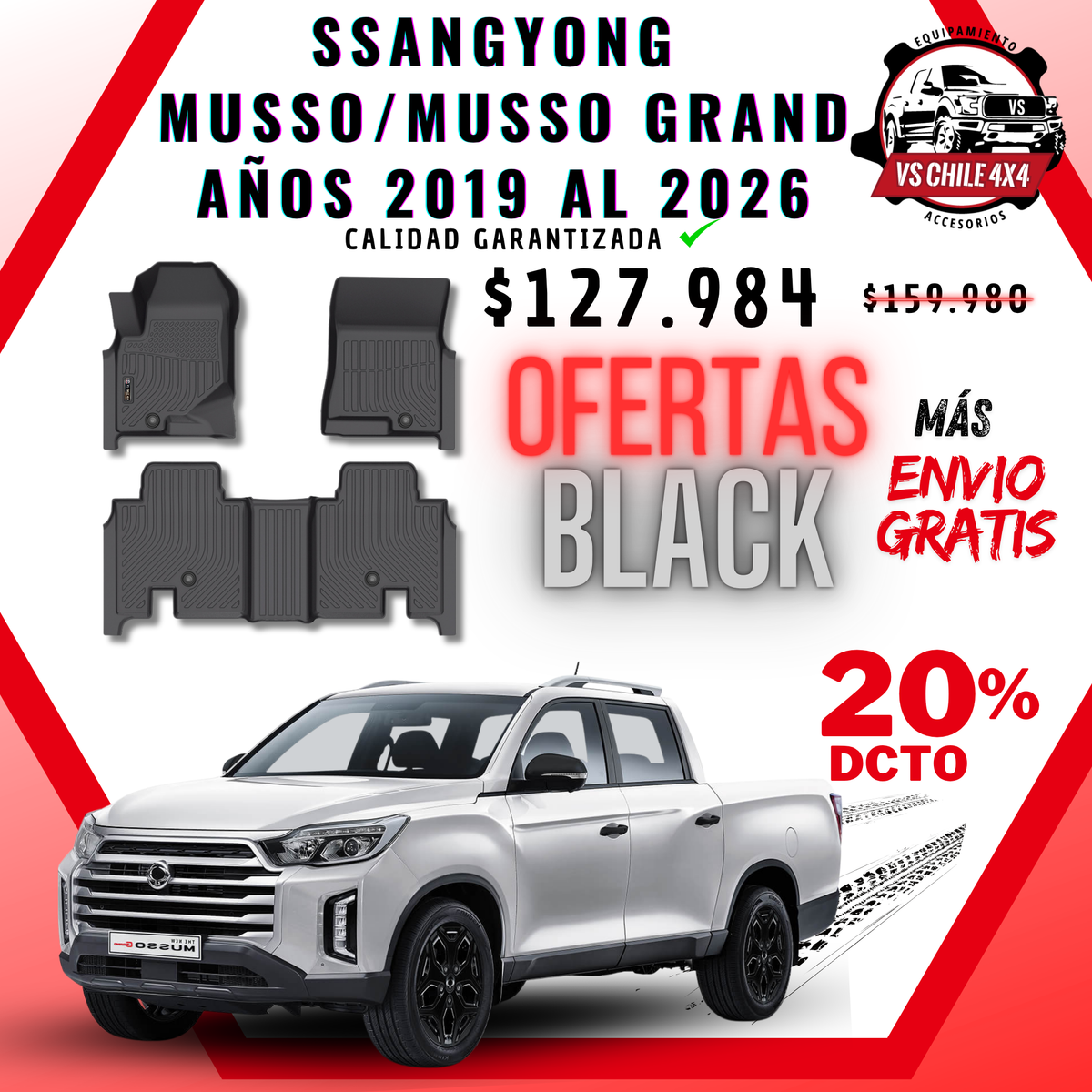 Pisos Calce Perfecto SsangYong Musso / Musso Grand 2019 al 2026