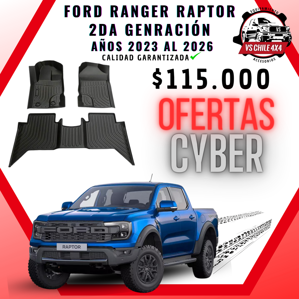 Pisos Calce Perfecto Ford Ranger Raptor 2da Gen (2023 - 2026)
