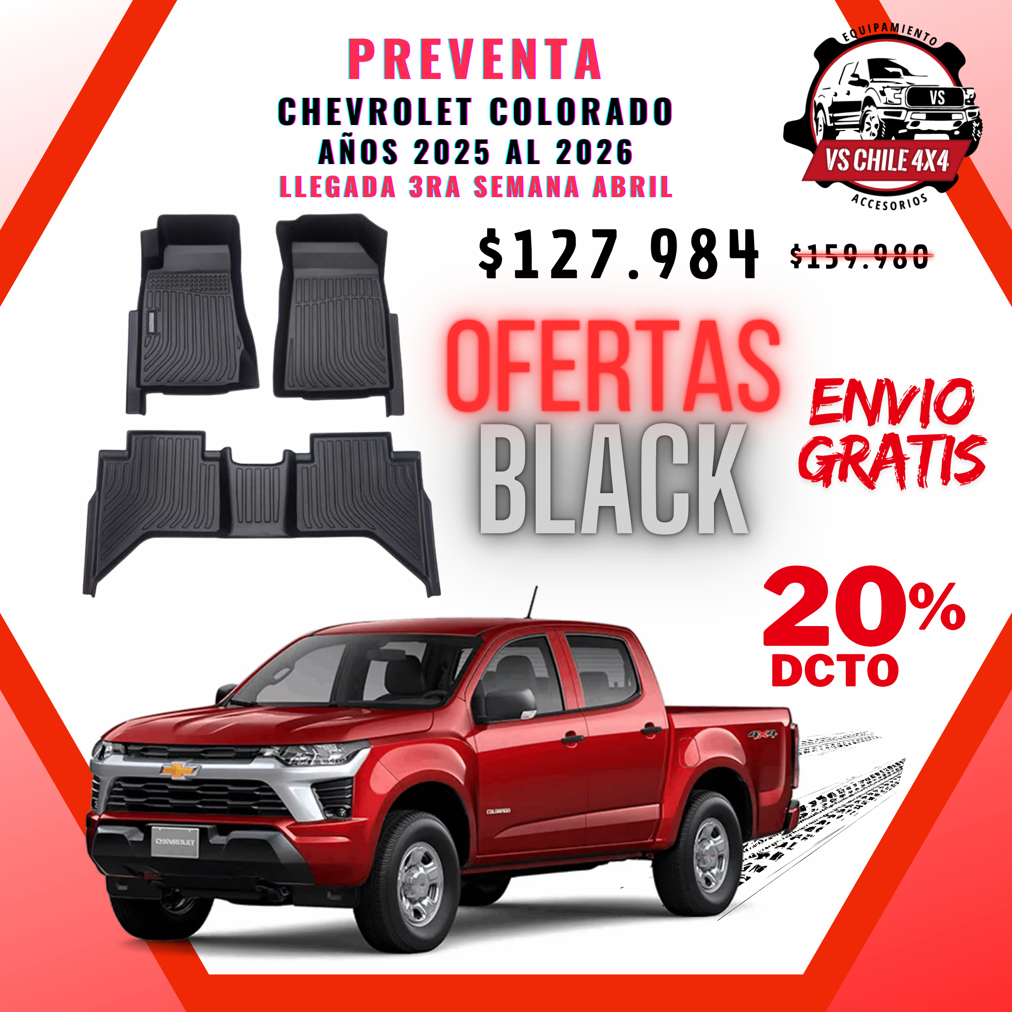 (PREVENTA) Pisos Calce Perfecto CHEVROLET COLORADO (2025 al 2026)