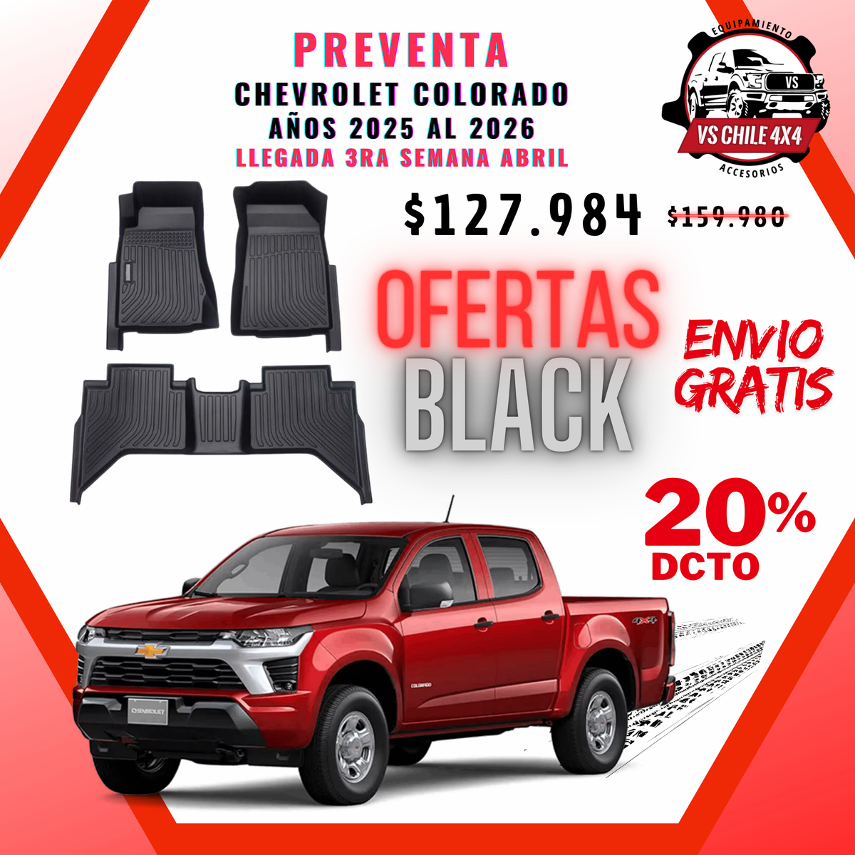 (PREVENTA) Pisos Calce Perfecto CHEVROLET COLORADO (2025 al 2026)