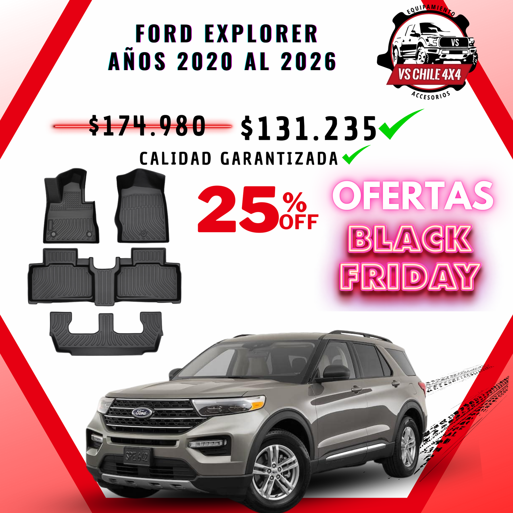Pisos Calce Perfecto Ford Explorer 3 Corridas (2020 - 2026)