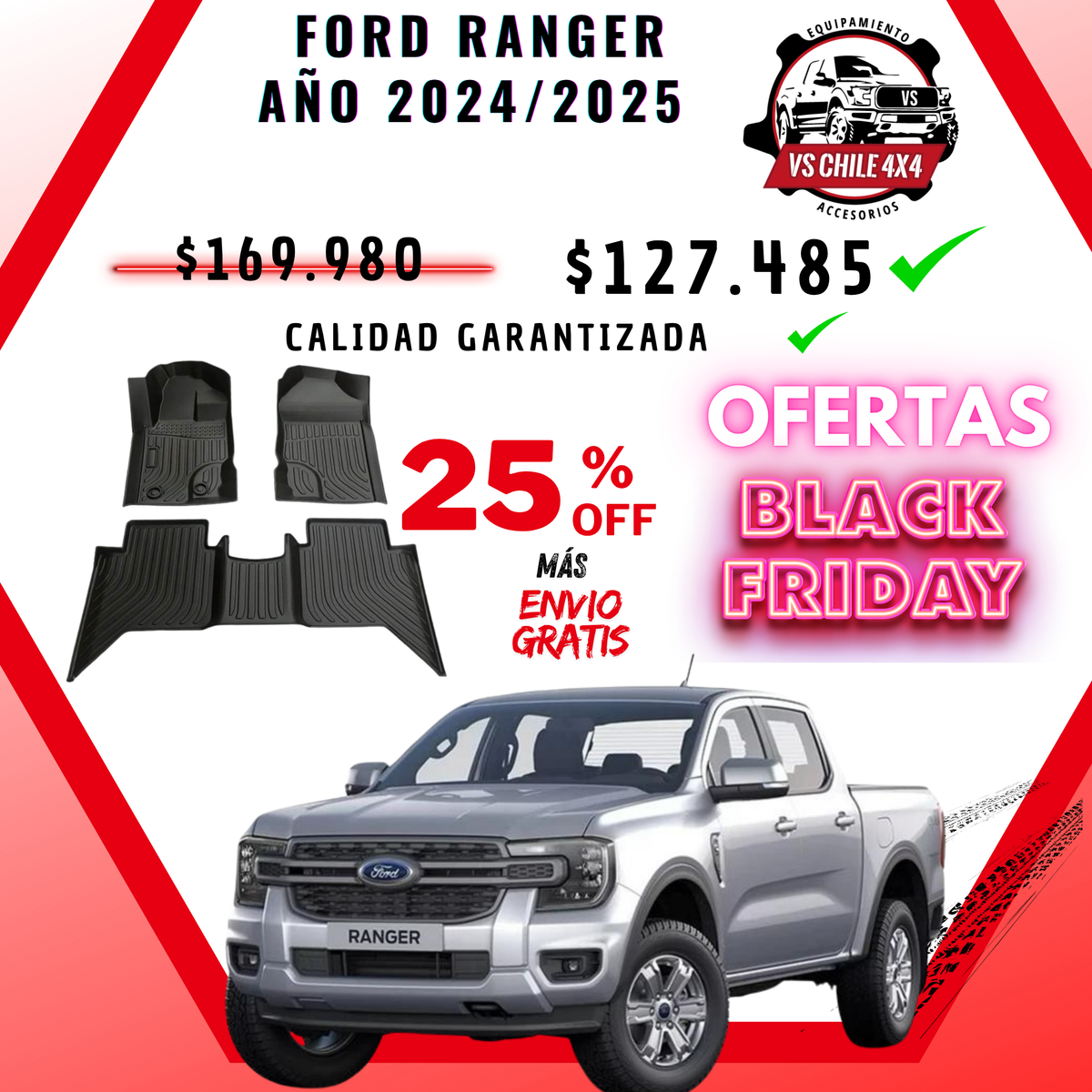Pisos Calce Perfecto Ford Ranger T9 (2024 - 2025)