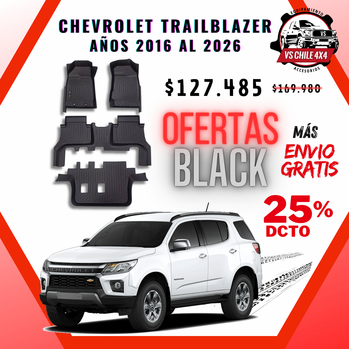 Pisos Calce Perfecto CHEVROLET TRAILBLAZER años 2016 al 2026