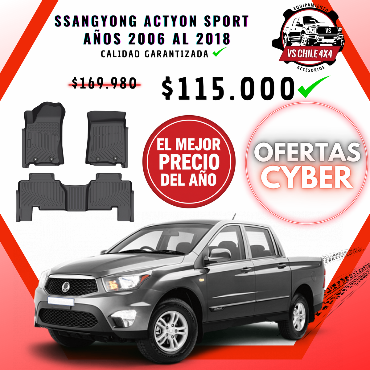 Pisos Calce Perfecto SsangYong Actyon Sport 2006 al 2018