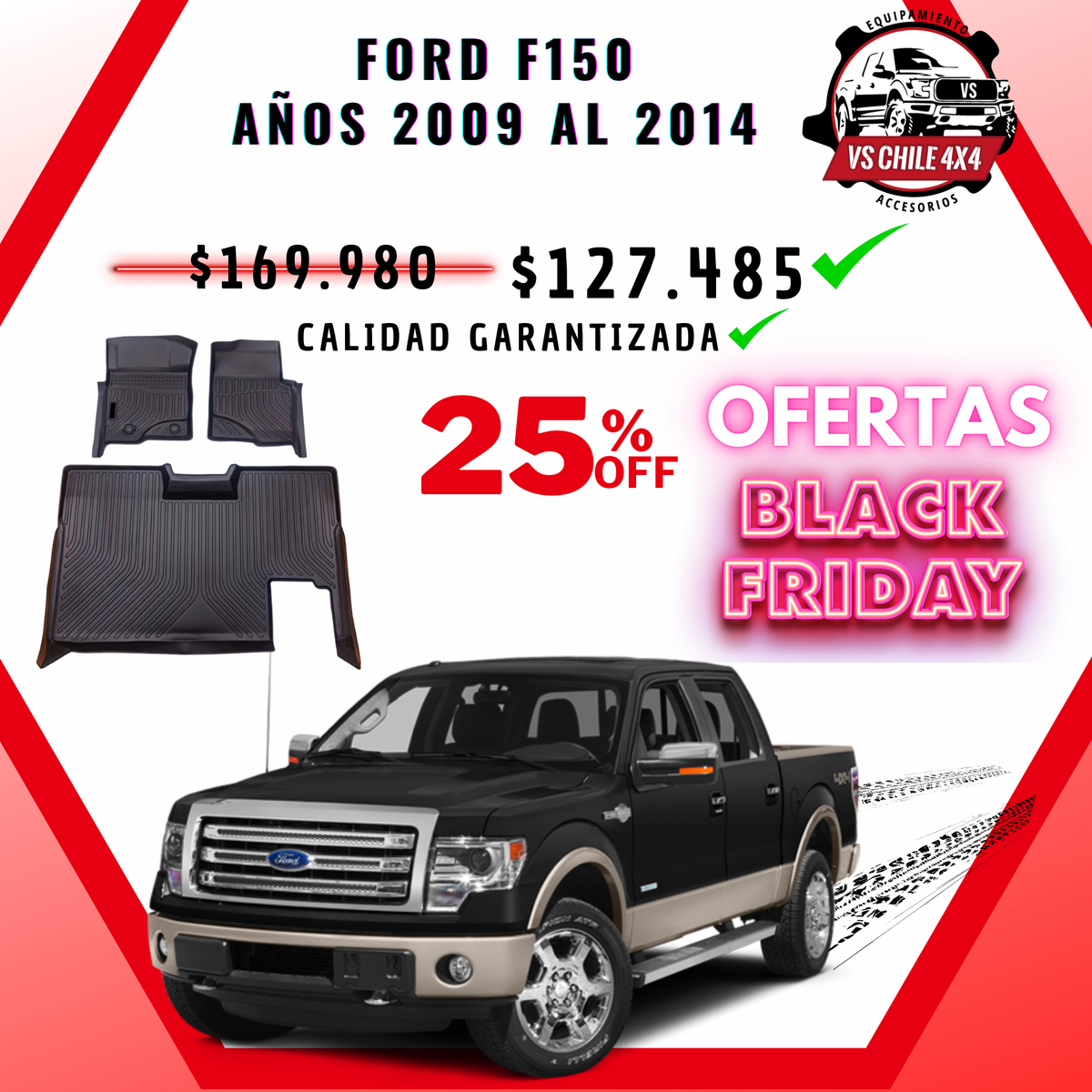 Pisos Calce Perfecto Ford F150 Doble Cabina (2009 - 2014)